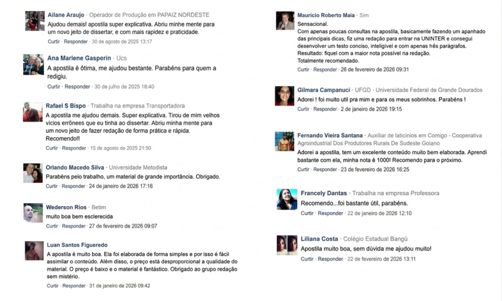 comentarios dos alunos